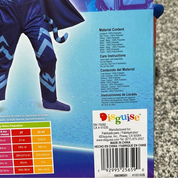 New PJ Masks Power Heroes Halloween Costume Size Toddlers 2T Blue CATBOY - Picture 5 of 7